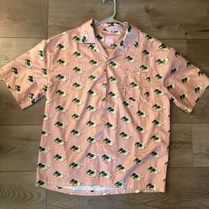 Pink Short-Sleeve Printed Camp Shirt